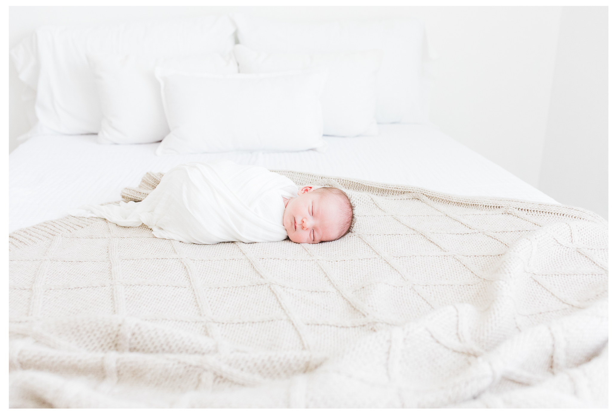 Winter Freire Photography | Dayton, Ohio Photography | Dayton, Ohio Newborn Photographer | Newborn Photography | Fine Art Photography | Lifestyle Newborn Session | Sweet Pure Organic Portraits | Family Newborn Session | Newborn Baby swaddled on bed