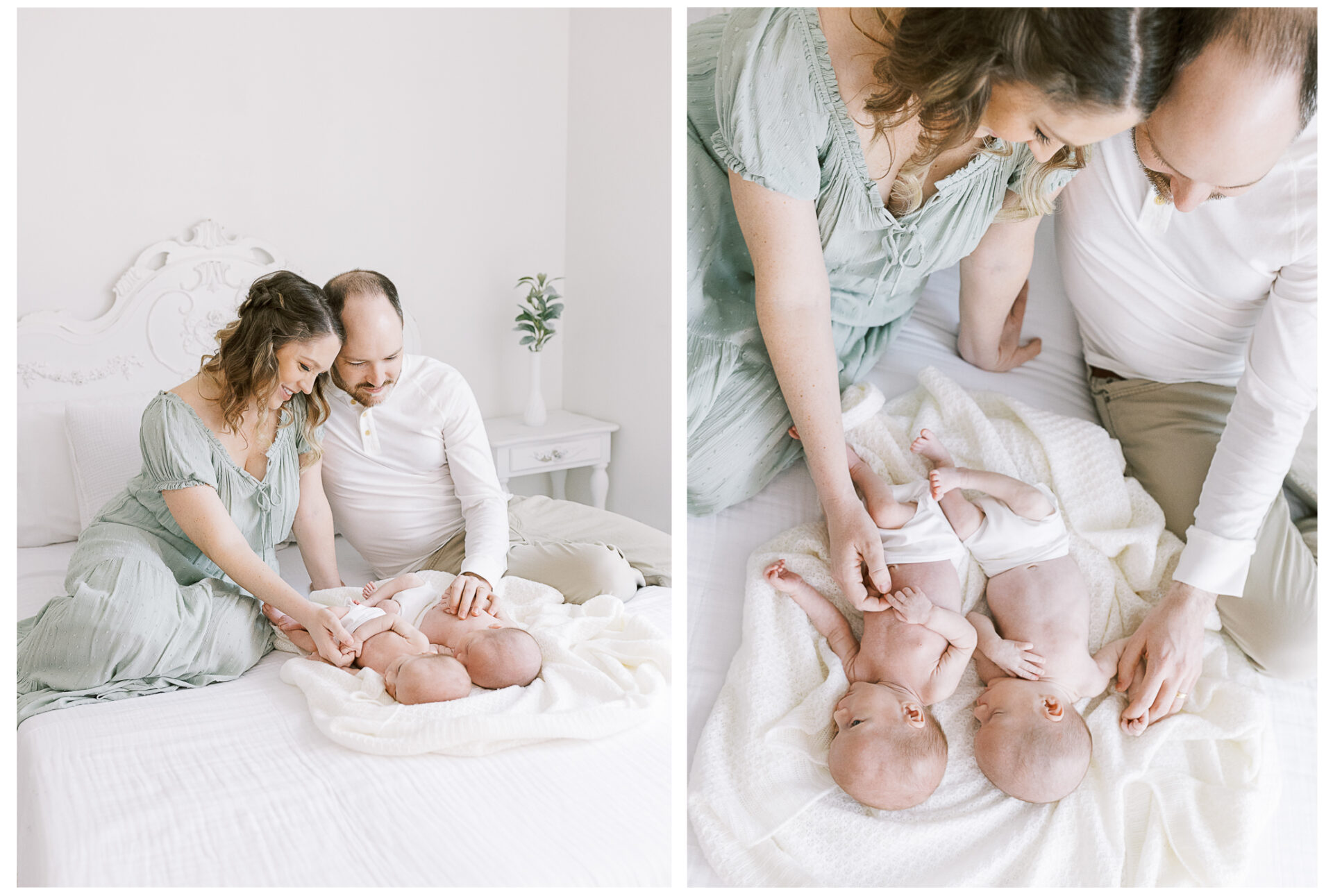Newborn baby boy photography session | Baby brothers snuggling with their mother and father