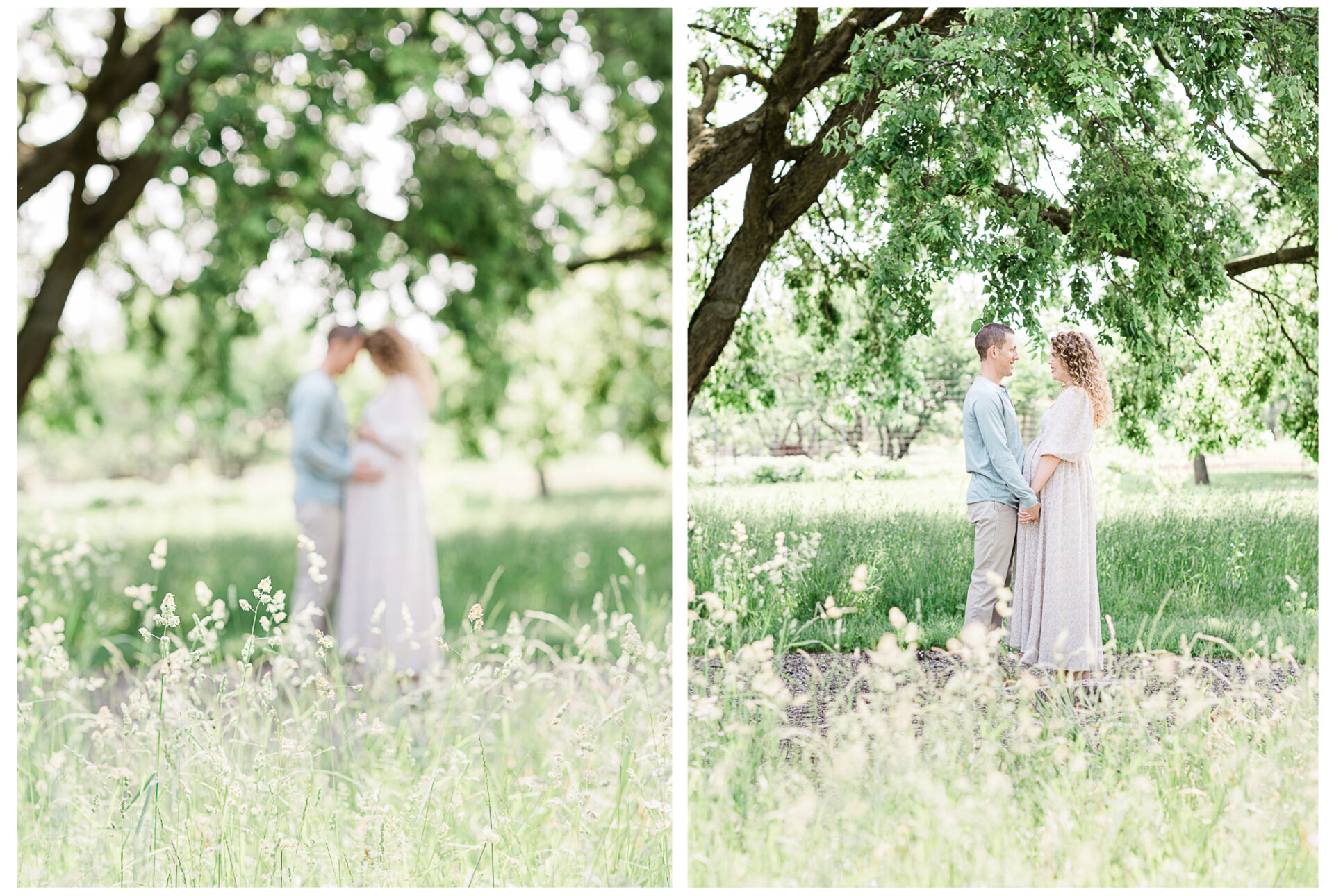 Winter Freire Photography | husband and wife smiling and holding hands in a field of flowers