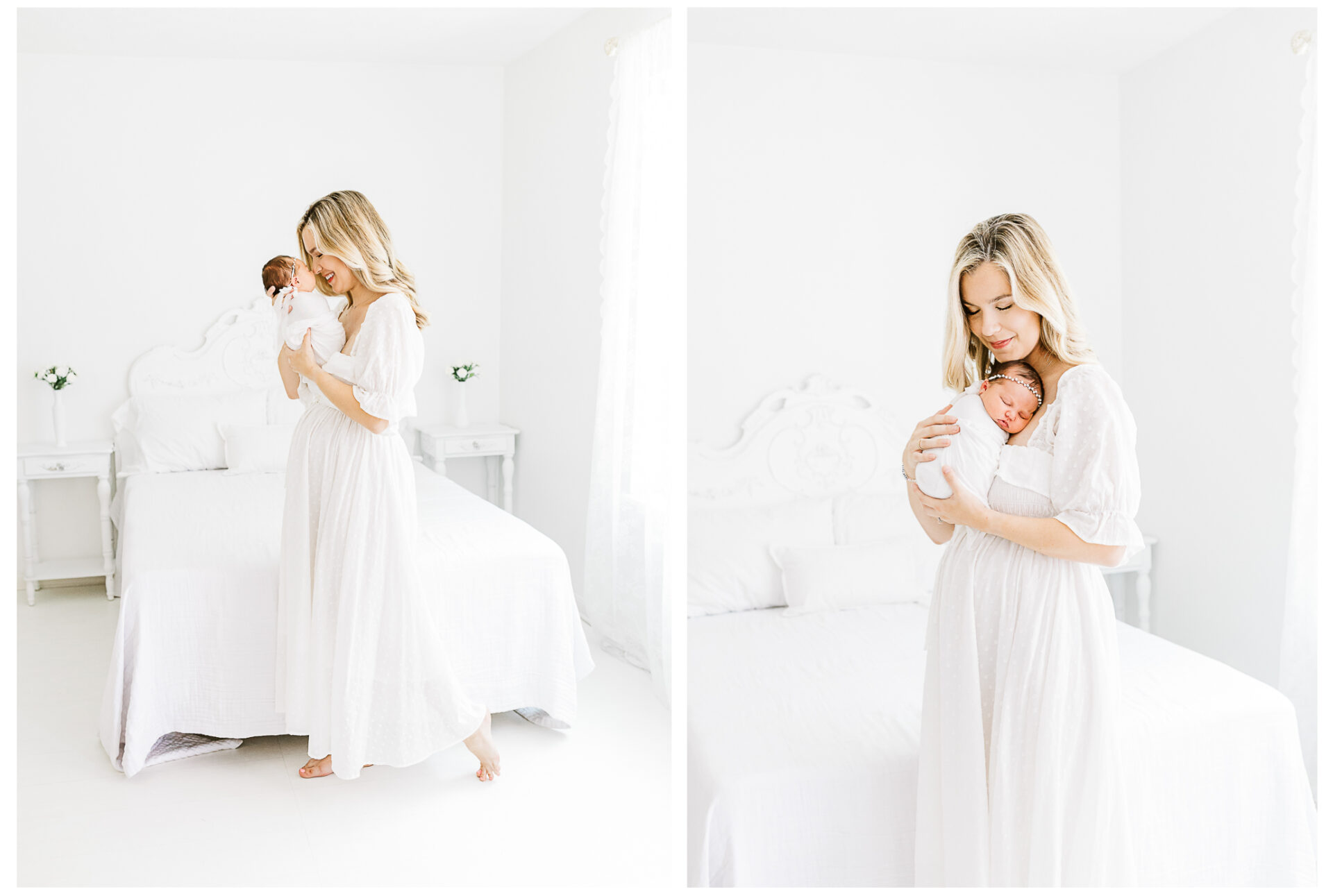 Winter Freire Photography | Dayton, Ohio Newborn Session | Mom standing while holding her newborn baby girl