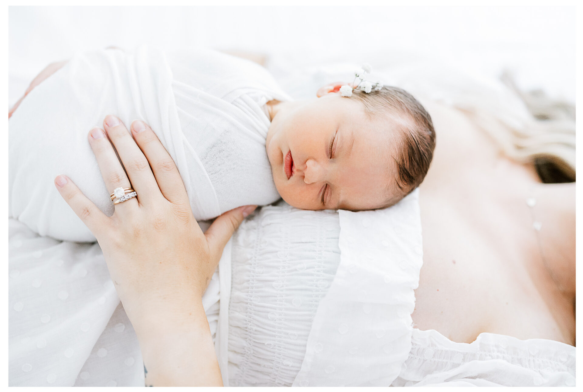 Winter Freire Photography | Dayton, Ohio Newborn Session | closeup of newborn baby laying on her mother's stomach